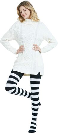 Шкарпетки Kayhoa з бавовни у смужку, до коліна/верхньої частини стегна (M, Чорний/Білий & Фуксія/Білий)