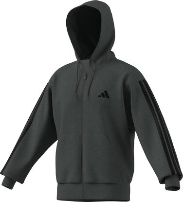 Чоловіча флісова худі на блимавці Adidas Essential Three Stripes, темно-сіра, розмір XXL
