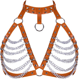 PETMHS Корсет з шкіри для жінок, повне покриття, готичний стиль, помаранчевий колір