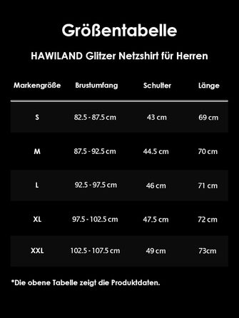 Чоловіча футболка Hawiland з блискітками, сітка, мереживо - для вечірок, клубів, рейв-вечірок. Чорний колір, розмір S