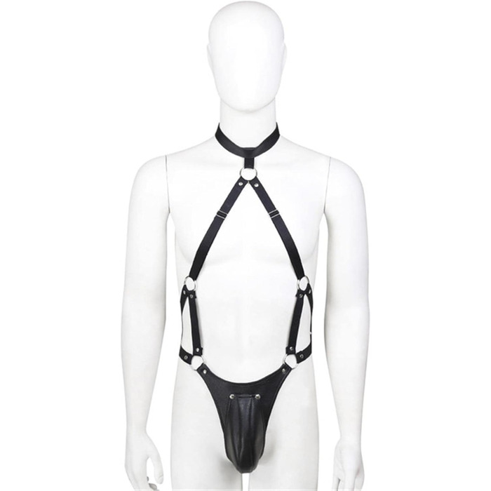 Штани з еластичною шкіряною вставкою для чоловіків, сексуальний стиль, костюми для стрип-танцю, обтислі штани, комбінезон