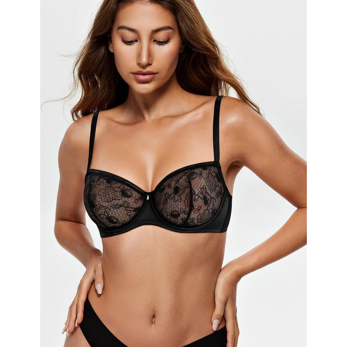 Wingslove Корсетний бюстгальтер Dirndl з кісточками для великих грудей, чорний, 85C