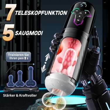 Мастурбатор для чоловіків KI-Interaktion з 10 вібраціями, 7 режимами розтягування та 5 режимами стимуляції. Секс-іграшка з підігрівом та керуванням через APP