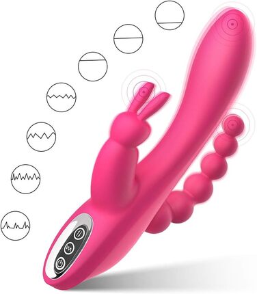 Вібратор для жінок та пар Sxovo 3 в 1: G-точка, кліторальний та анальний стимулятор. 7 режимів, силікон, водонепроникний, рожевий.