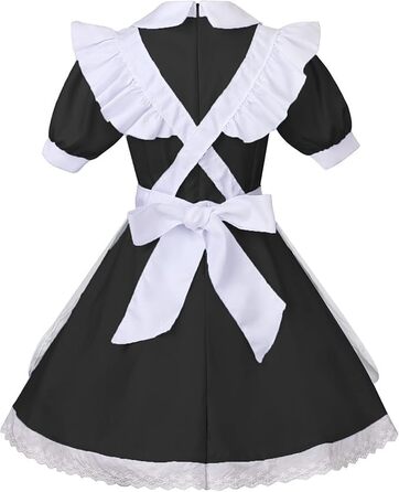 Костюм горничної MaxToonrain: Французьке плаття в стилі аніме Лоліта, костюм для жінок та дівчат (Чорний-Аліс, 6 шт., L)