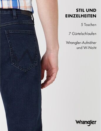 Чоловічі джинси Wrangler Regular Fit Regular - середня посадка, синьо-чорні, W34 L32