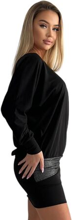 Сукня міні Mississhop святкова блискуча, чорна (S-XXL) - Туніка-пуловер