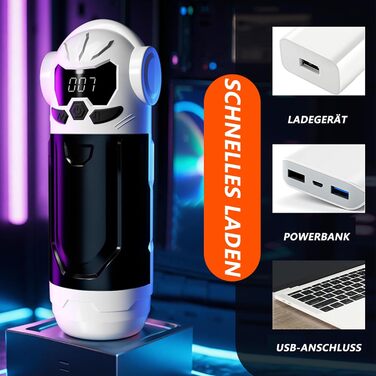 Електричний мастурбатор для чоловіків з 9 телескопічними секціями, 9 вібраційними режимами та 4 режимами всмоктування. Мастурбатор-насос, іграшка для дорослих.