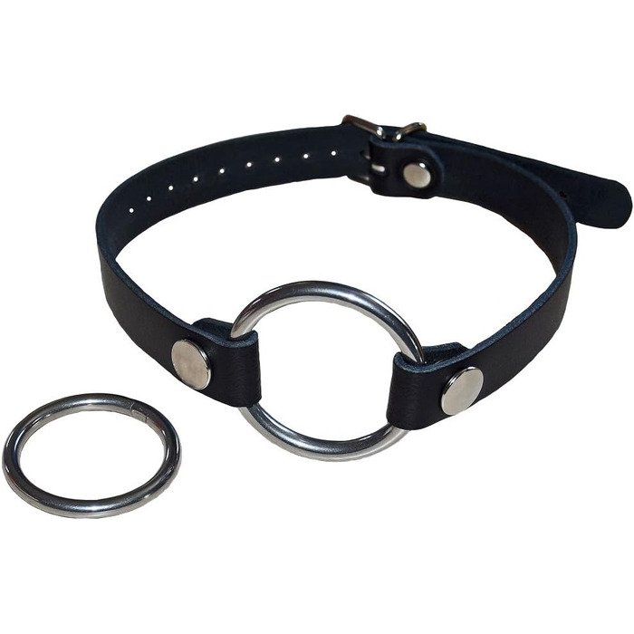 Кнебель для рота з кільцем, з нержавіючої сталі V4A, діаметр 40 мм та 45 мм, поводок/обмежувач шиї, секс-іграшка, ручної роботи (чорний)