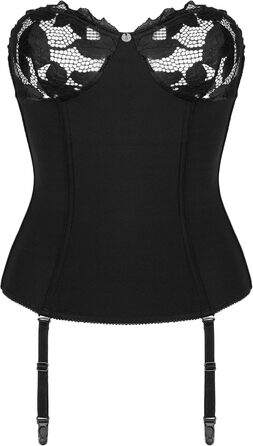 Корсет жіночий Obsessive Editya I з еластичного матеріалу I вертикальні банти I регульований та знімний стрінг I чорний M-L