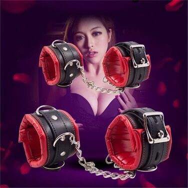 Набір наручників та кайданків для ніг Hanyi Leder з м'якою підкладкою, Bondage, іграшки для дорослих для жінок та чоловіків