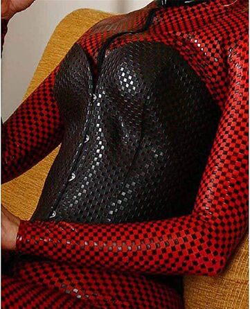 Жіночий латексний костюм з PVC, ефект мокрого блиску, на блискавку, для клубів, танців, еротичний боді, комбінезон, спідниця (Чорний, L)