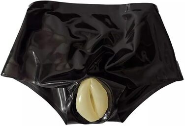 Штани латексні ALMYMM для жінок, сексуальна білизна з анатомічною вставкою, чорний колір, універсальний розмір