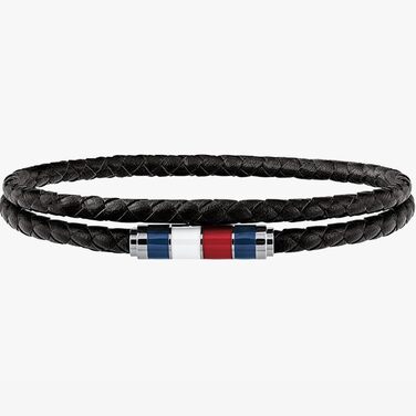 Чоловічий шкіряний плетений браслет Tommy Hilfiger — коричневий та чорний
