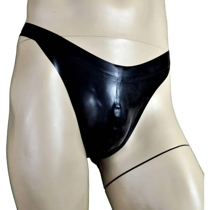 Чоловічі латексні сліпи (G-String) ABWL, натуральний каучук, чорний колір, розмір M. Ідеально для косплею, клубної моди та костюмів.