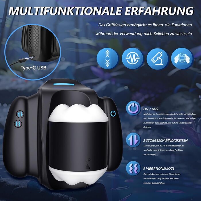 Електричний мастурбатор з тримачем для телефону, 10 вібрацій, телескопічна функція, керування через додаток для чоловіків