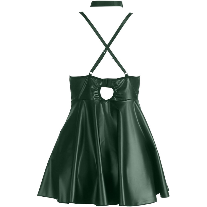 Сукня з еластичної шкіри (PU-шкіри) Wetlook, сексуальна сукня з еластичної шкіри для повних жінок, клубний одяг, сукня з глибоким V-подібним вирізом, елегантна, curvy, S-2XL (С-зелений, L)