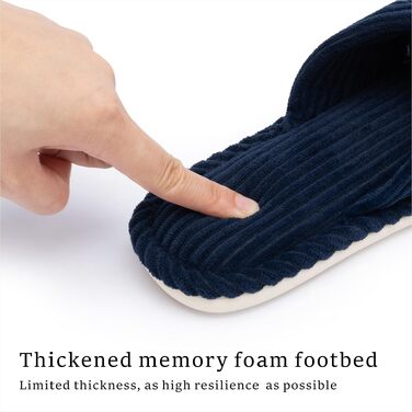 Жіночі капці Chantomoo з ефектом пам'яті (Memory Foam), відкриті пальці, вельветові домашні тапочки для ванної та спальні, протиковзкі, колір сапфіровий синій, розмір 35/36 EU