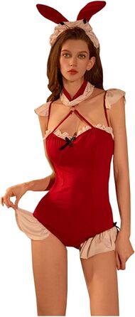 Сексуальна жіноча нічна сорочка-боді Babydoll з V-подібним вирізом для святкування Дня Святого Валентина та Різдва, безшовна, універсальний розмір