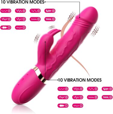 Вібратор для жінок: вібратор клітора та G-точки, силіконовий кролик з 10 режимами, сексуальні іграшки для дорослих (чорний)