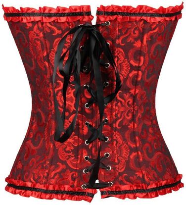 Корсет жіночий сексуальний, корсаж вінтажний готичний, бюстгальтер корсет у стилі стимпанк, топ корсет для жінок з великою грудьми, корсаж-шнурівка, талія, спідня білизна, корсет поверх бюсту, корсет вампір (4XL, червоний)