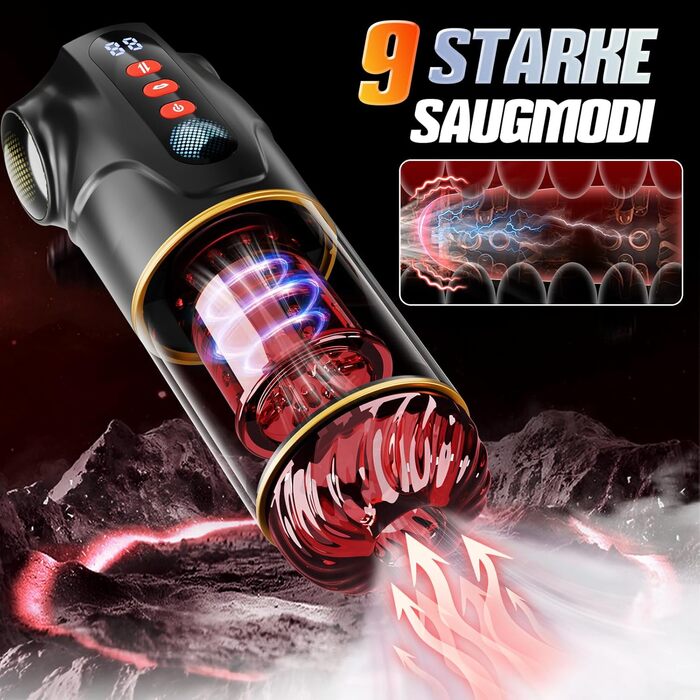 Іграшка для чоловіків 3-в-1 з LCD-дисплеєм: мастурбатор з телескопічною функцією, ротацією та насосом