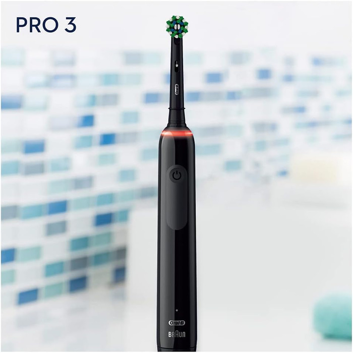 Електрична зубна щітка Oral-B PRO 3 3000 CrossAction, 3 режими чищення, 360° контроль натискання, чорна