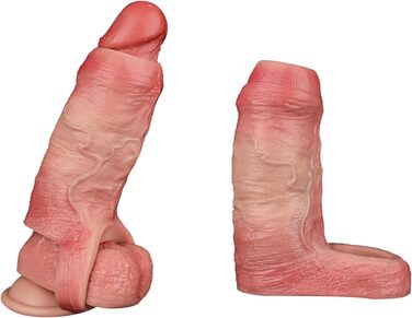 Реалістична секс-іграшка для чоловіків: пеніс-манжета з текстурою вен, шкіряного кольору, з кільцем для яєчок, для уповільнення еякуляції