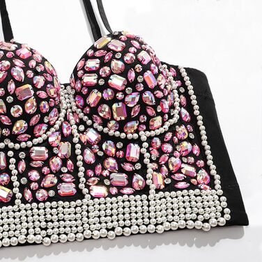 Жіночий бюстгальтер-корсет з пуш-ап, мереживо, стрази, рожевий. Ідеально для вечірок та клубів