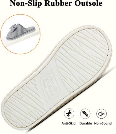 Жіночі зимові капці Coswind з ефектом пам'яті Memory Foam, плюшева підкладка та вельветовий верх, світло-сірі (розмір 40.5/42 EU)