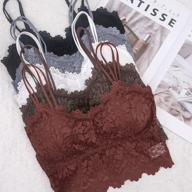 Трусики-бра бюстгальтер з мереживом Duufin, 5 шт. для жінок та дівчат, кольори: рожевий, сірий, чорний, бежевий, білий (L-XL)