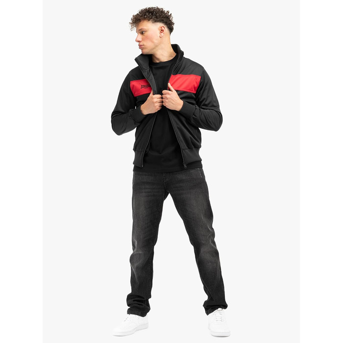 Чоловіча спортивна куртка Lonsdale Slim Fit, поліестер, чорно-червона, розмір XS