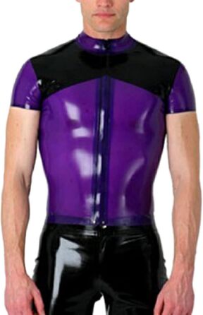 Латексна сорочка з блискавкою спереду для чоловіків, розмір XL