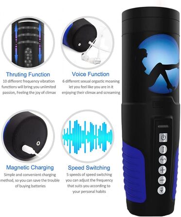 Електричний мастурбатор для чоловіків з телескопічною функцією та 4 швидкостями, 3D силіконова вагіна