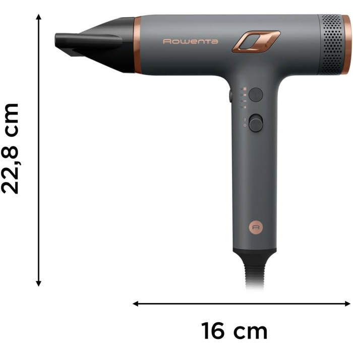 Фен для волосся Rowenta Maestria Nano HY8120 з іонною функцією, цифровий двигун, 1700 Вт, сірий/розе-золото