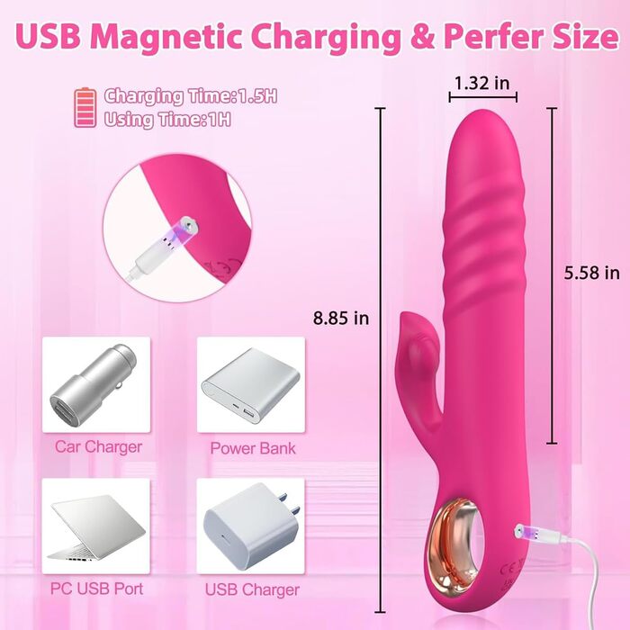 Вібратор JFRong 2-в-1 Кролик: вібратор, анальний вібратор. Силікон, 10 режимів, стимулятор G-точки та клітора. Для жінок (Рожевий)