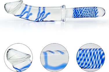 Скляний дилда Roluck з ручкою, кристалічний пеньс, анальний дилда, заглушка для заднього проходу для жінок та чоловіків, секс-іграшка (блакитний)