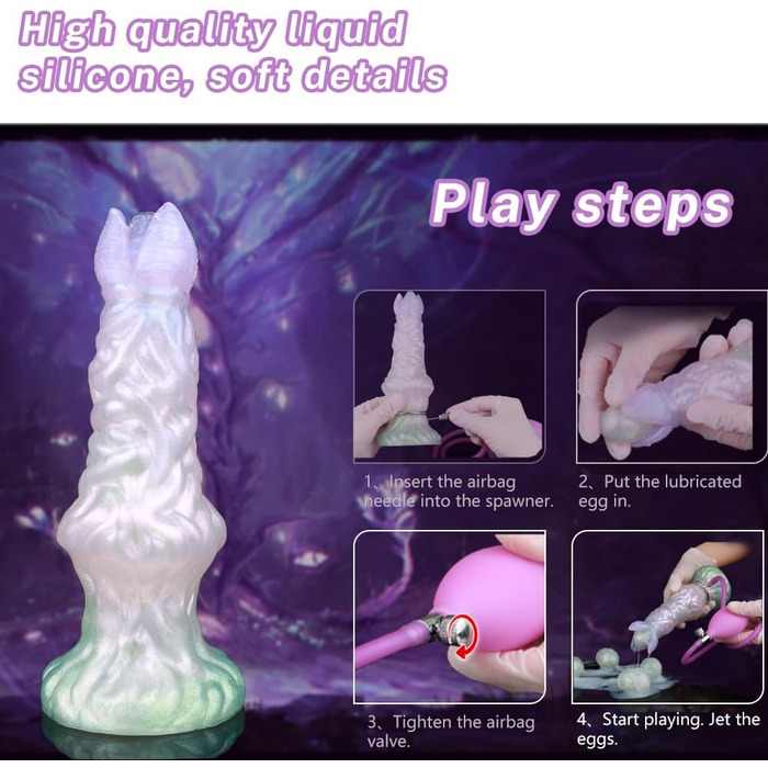 Інопланетний яйцеклад з силікону з п'ятьма яйцями, пневматичний фантазійний дилда для стимуляції G-точки, простати, мастубації. Іграшка для дорослих для жінок та чоловіків. Анальний плагін, дилда-яйце.