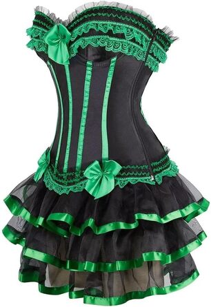 Сукня корсетна з корсетом, бюстєром, сексуальна смугаста мереживна сукня, корсет, готичний рок, жіноча сукня, бурлеск, 6XL, зелена
