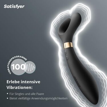Вібратор для пар Satisfyer Endless Fun: 33 функції, 100 вібрацій | Сильний та тихий для жінок та чоловіків | Іграшка для дорослих, як дildo та для стимуляції клітора | Чорний | 1 шт.