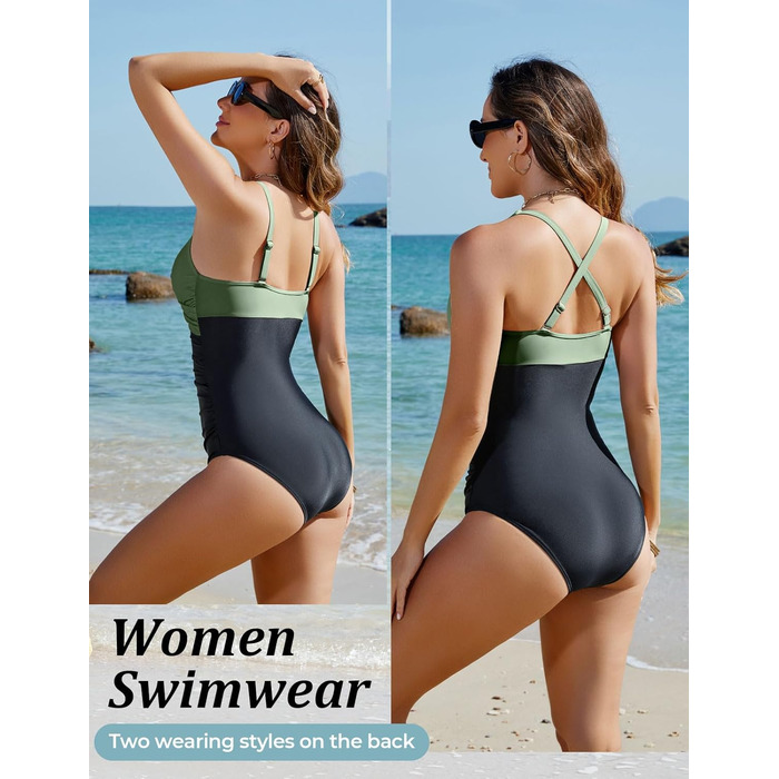 Зелений купальник суцільний Tuopuda з вирізом, Push Up, для жінок, Plus Size XXL