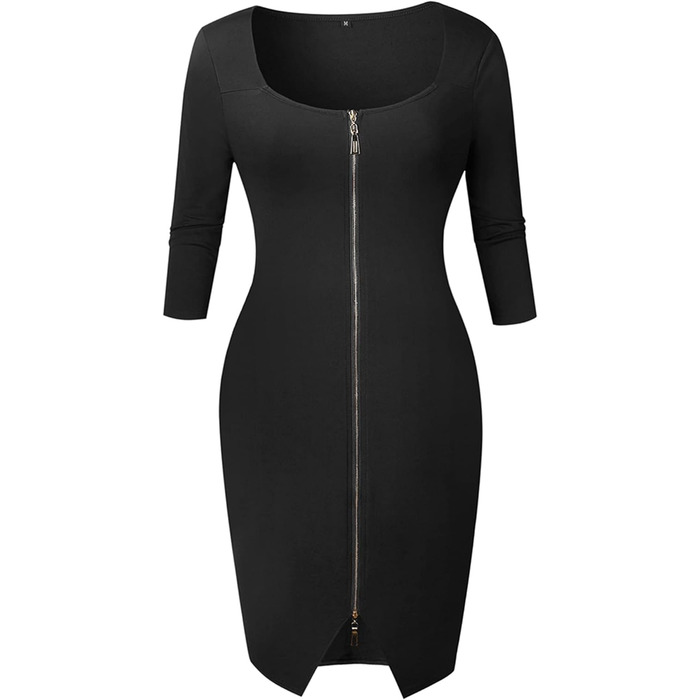Жіноче обтисле міні-плаття OMZIN з глибоким вирізом та блискавкою, чорне