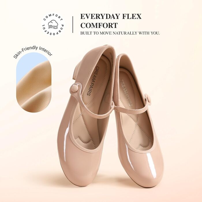 Жіночі туфлі Mary Jane DREAM PAIRS, бежевий колір (розмір 38 EU)