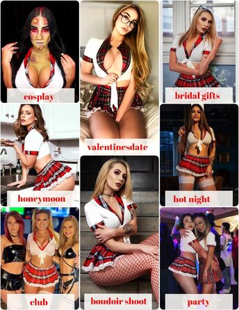 Комплект спідньої білизни Avidlove для рольових ігор: міні-спідниця з фалдами, сексуальний студентський костюм, білий