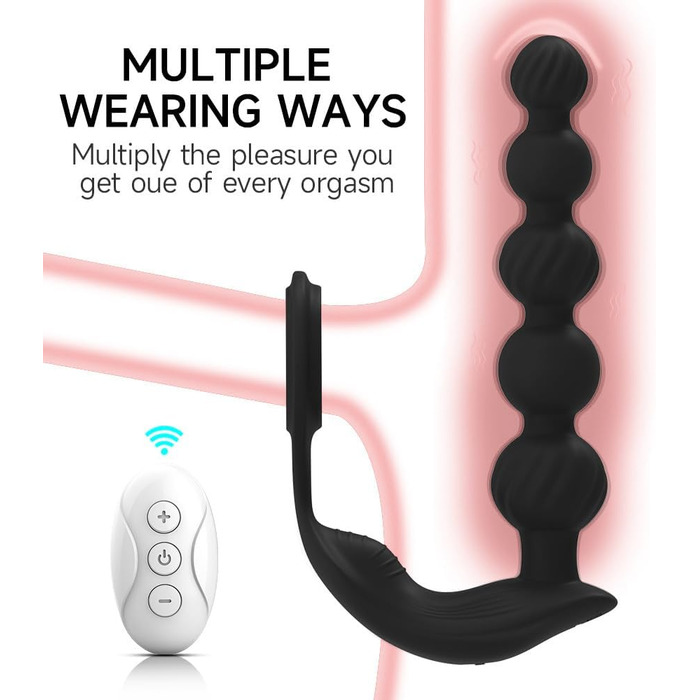 Анальні вібратори для чоловіків NAIXBTY з простатичним масажером, кільцем для пеніса та анальними кульками. 10 режимів вібрації, Butt Plug, секс-іграшки для чоловіків