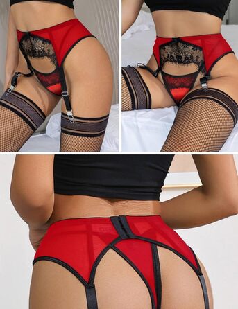 Жіночий поясок-стрічка з мережива, великий розмір, сексуальний поясок для стегон, з 4 вінтажними ремінцями, кліпсами, червоний/Подорож, однотонний (Getaway Solids) 14