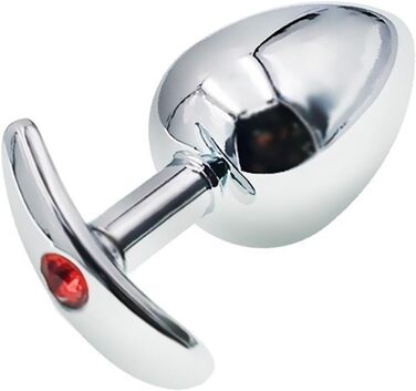 Анальний набір Metall: сталевий анальний плаг з T-подібною основою (S/M/L), кристалічний діамант, стимулятор G-точки та простати для жінок та чоловіків (L)