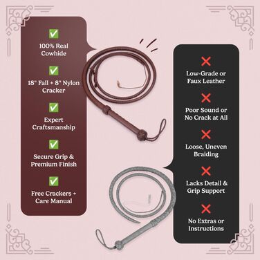 Справжня шкіряна батогом з бичачої шкіри, 8 футів, 8 плетінь, стиль Індіани Джонса, темно-коричневий