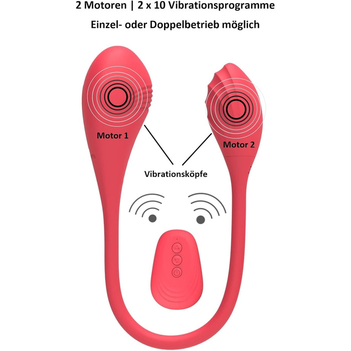 Вібратор Lustfactor JAZZ | Силіконовий вібратор з двома головками | Бездротове керування | 2 x 10 програм вібрації | Перезаряджається