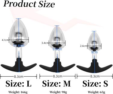Набір анальних пробок зі сталі: дилататори, масажер простати, стимулятор для пар, S+M+L